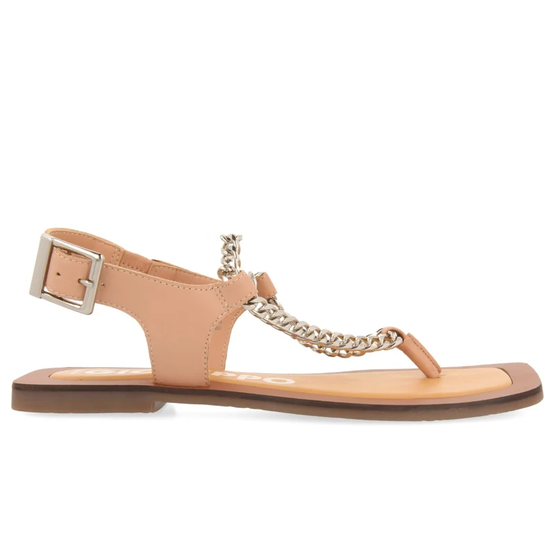 Goyave women's nude sandals with decorative chain