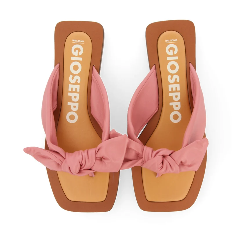 Acucena women's pink leather sandals with decorative knots