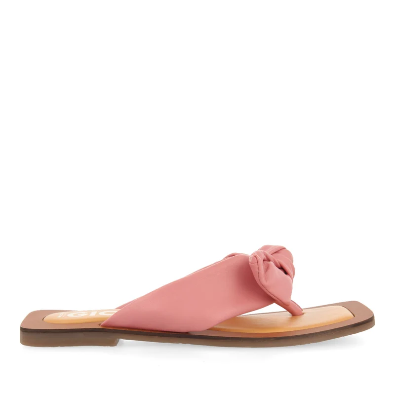 Acucena women's pink leather sandals with decorative knots