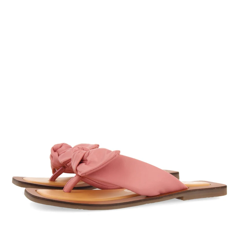 Acucena women's pink leather sandals with decorative knots