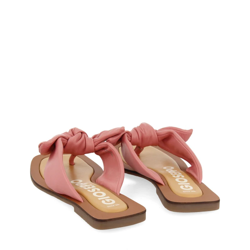 Acucena women's pink leather sandals with decorative knots