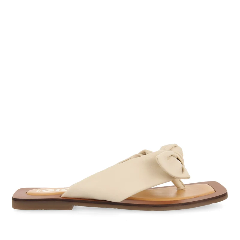 Acucena women's off-white leather sandals with decorative knots