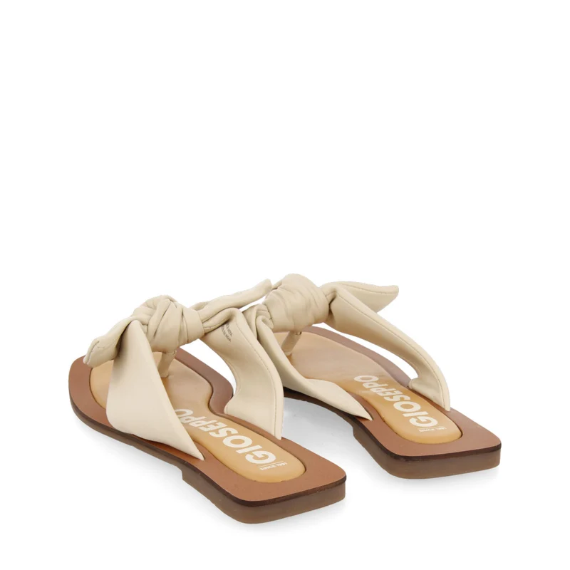 Acucena women's off-white leather sandals with decorative knots