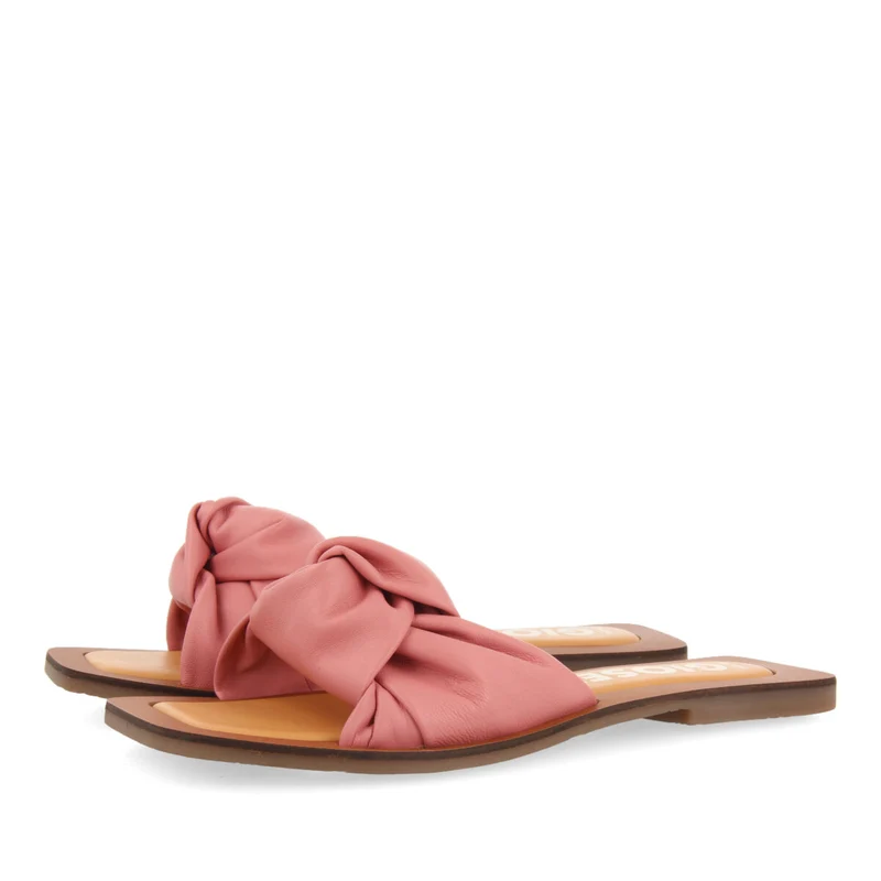Epone women's pink leather sandals with decorative knots