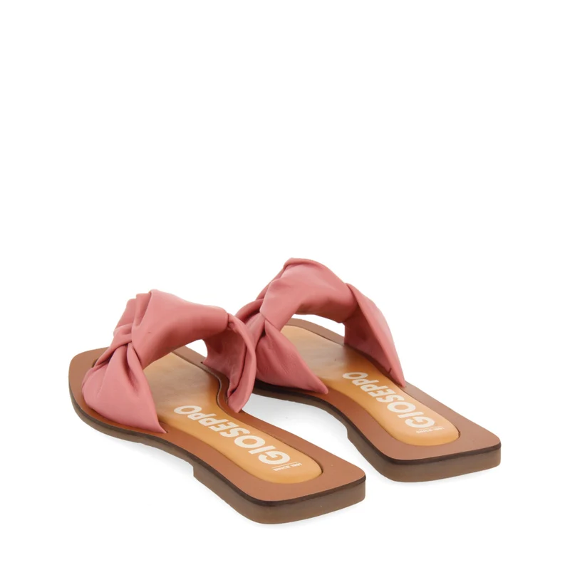 Epone women's pink leather sandals with decorative knots