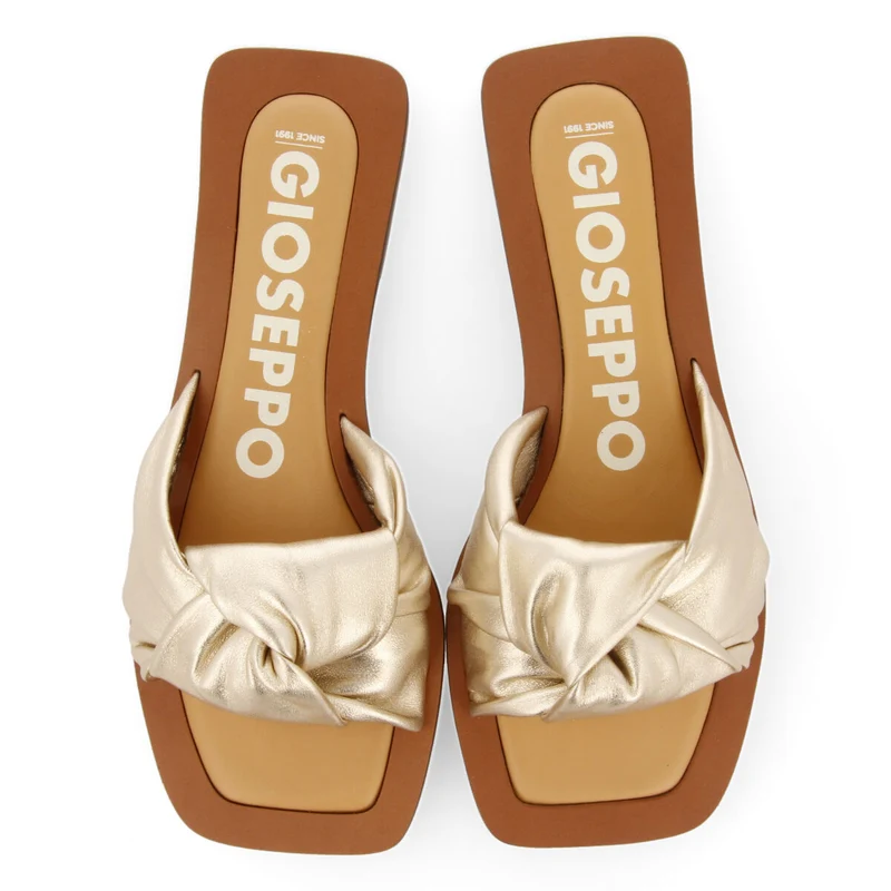 Epone women's gold leather sandals with decorative knots