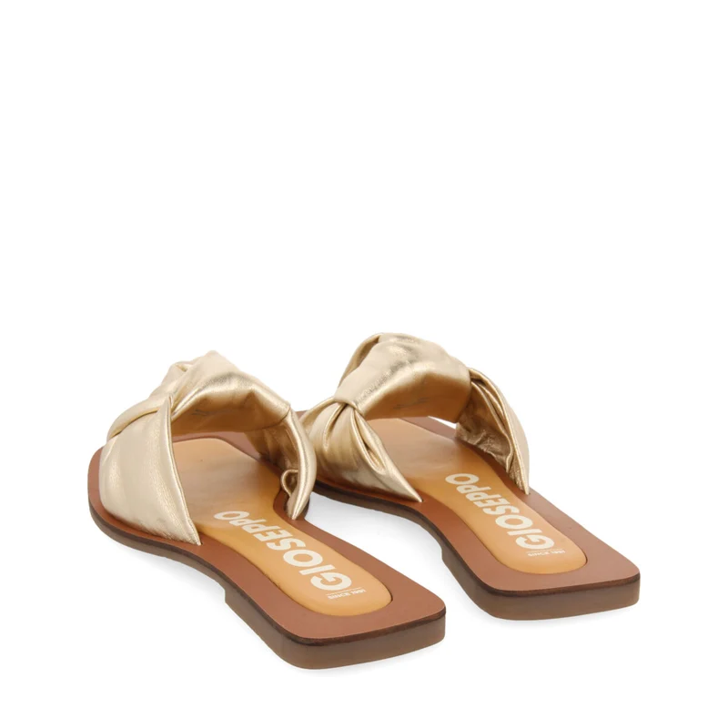 Epone women's gold leather sandals with decorative knots
