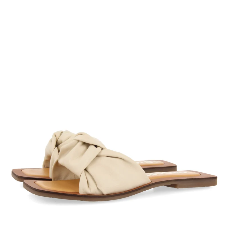 Epone women's off-white leather sandals with decorative knots