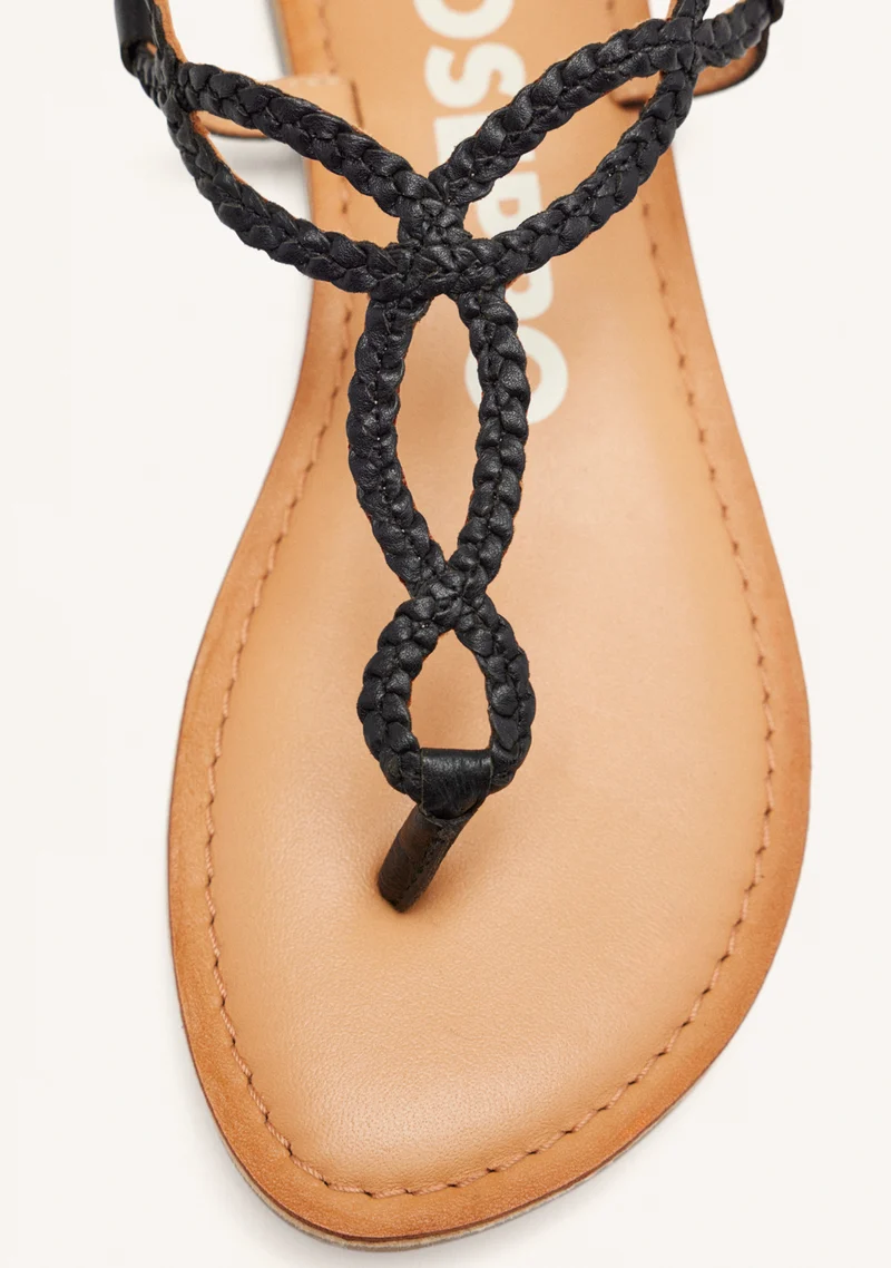 Merignas women's sandals with white braided straps