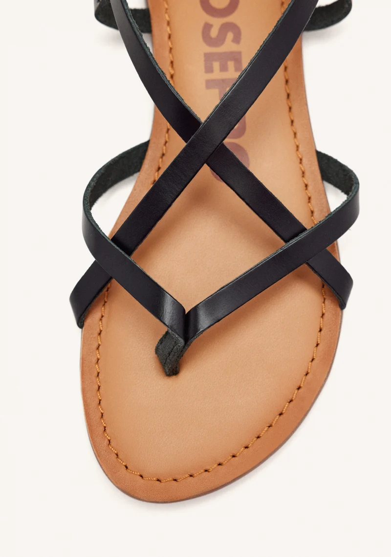 Lelex women's black roman sandals