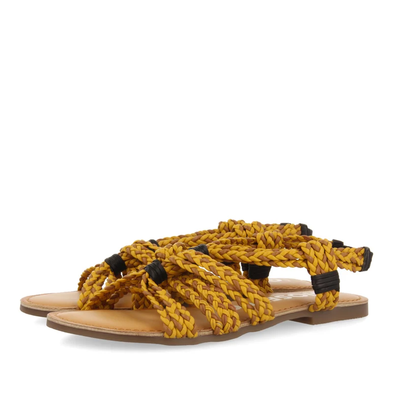 Matupa flat brown and mustard braided sandals
