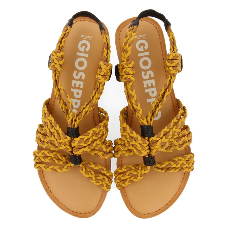 Matupa flat brown and mustard braided sandals