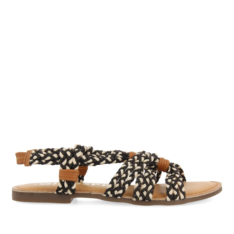 Matupa women's flat black and white braided sandals