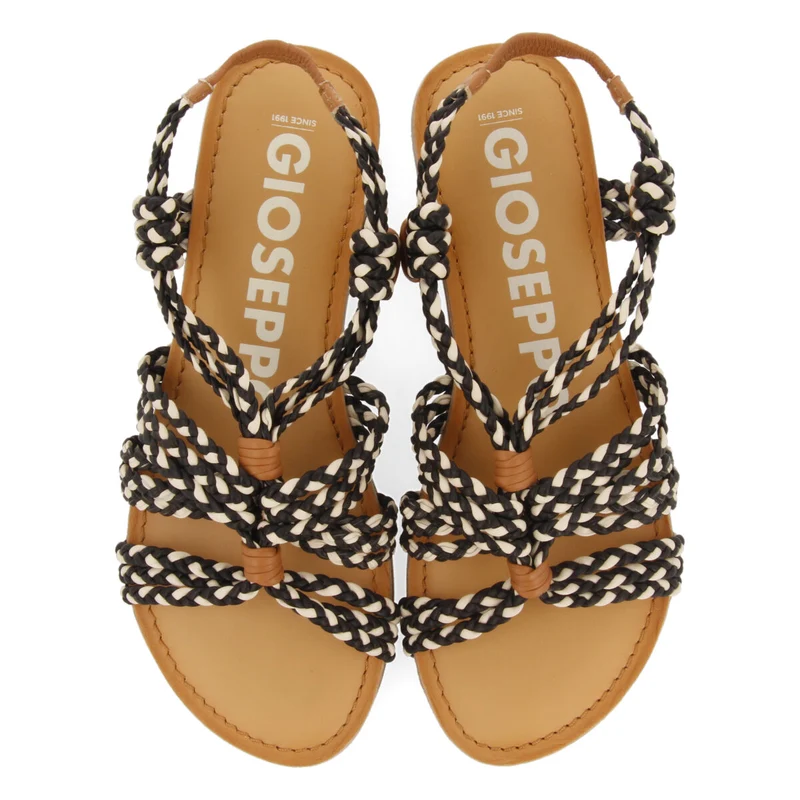 Matupa women's flat black and white braided sandals