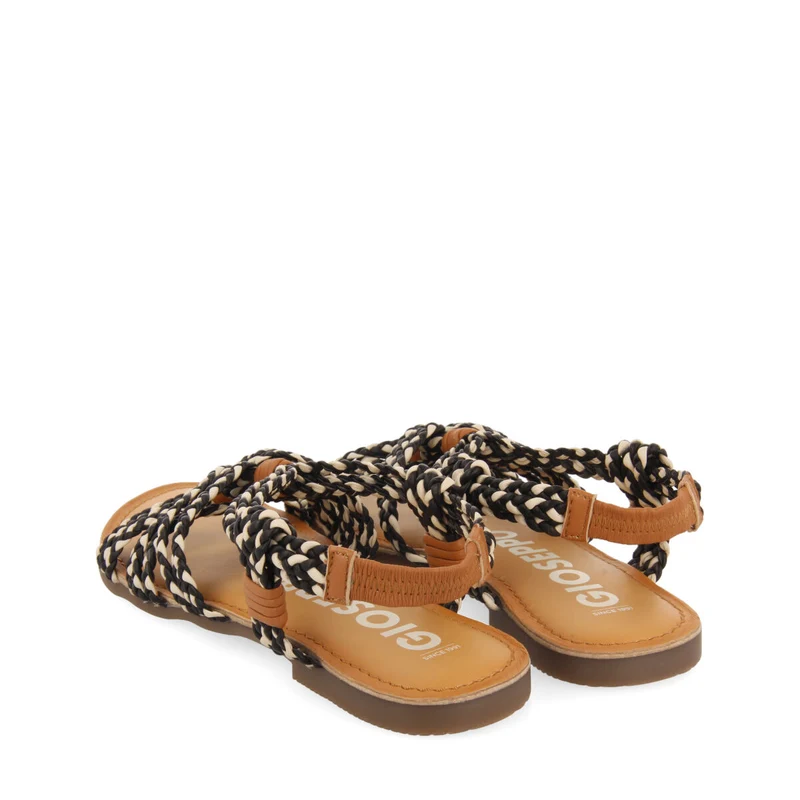 Matupa women's flat black and white braided sandals