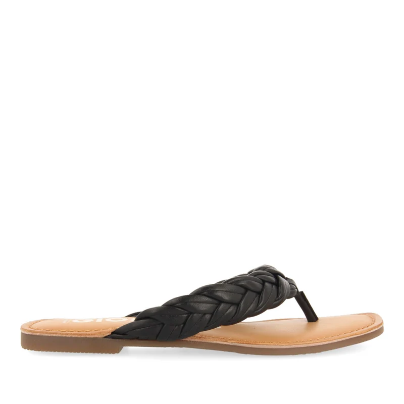 Bicas women's flat black braided sandals