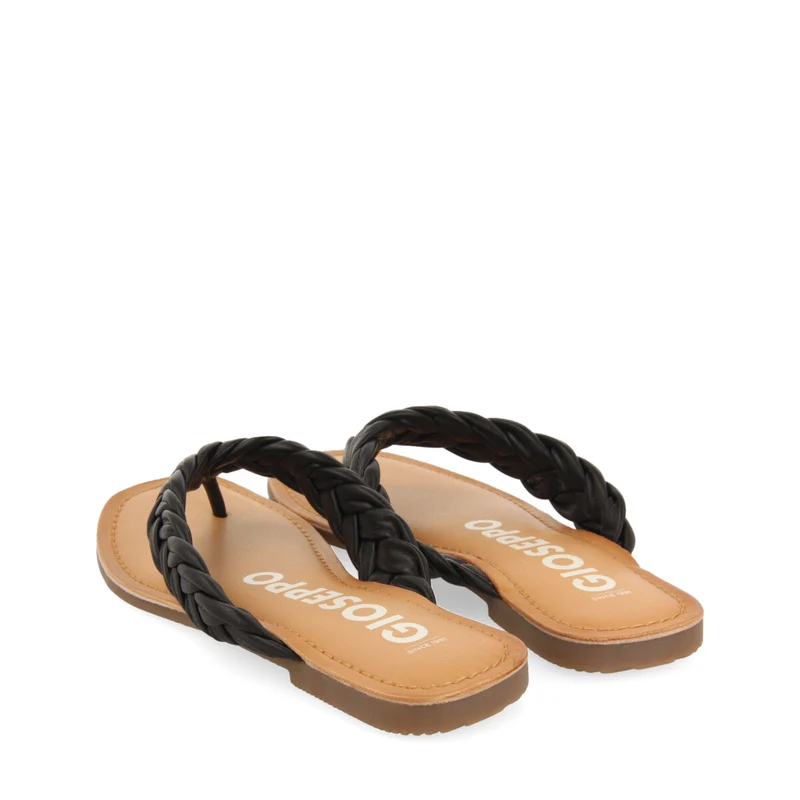 Bicas women's flat black braided sandals