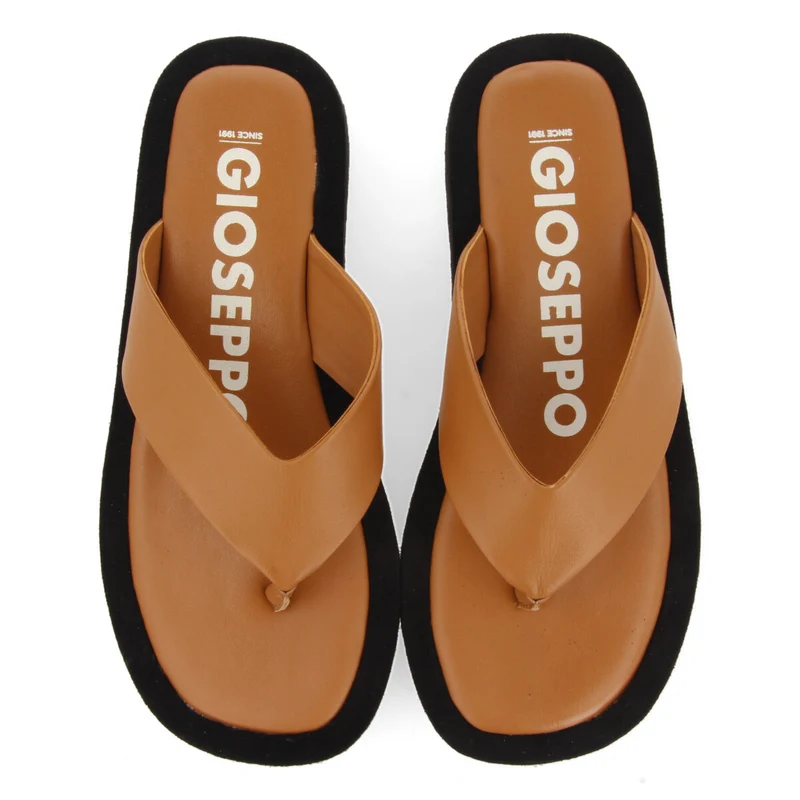 Domats women's sandals with thick soles and a tan strap