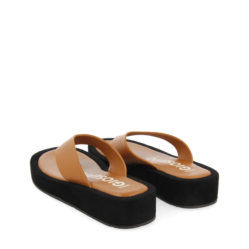 Domats women's sandals with thick soles and a tan strap