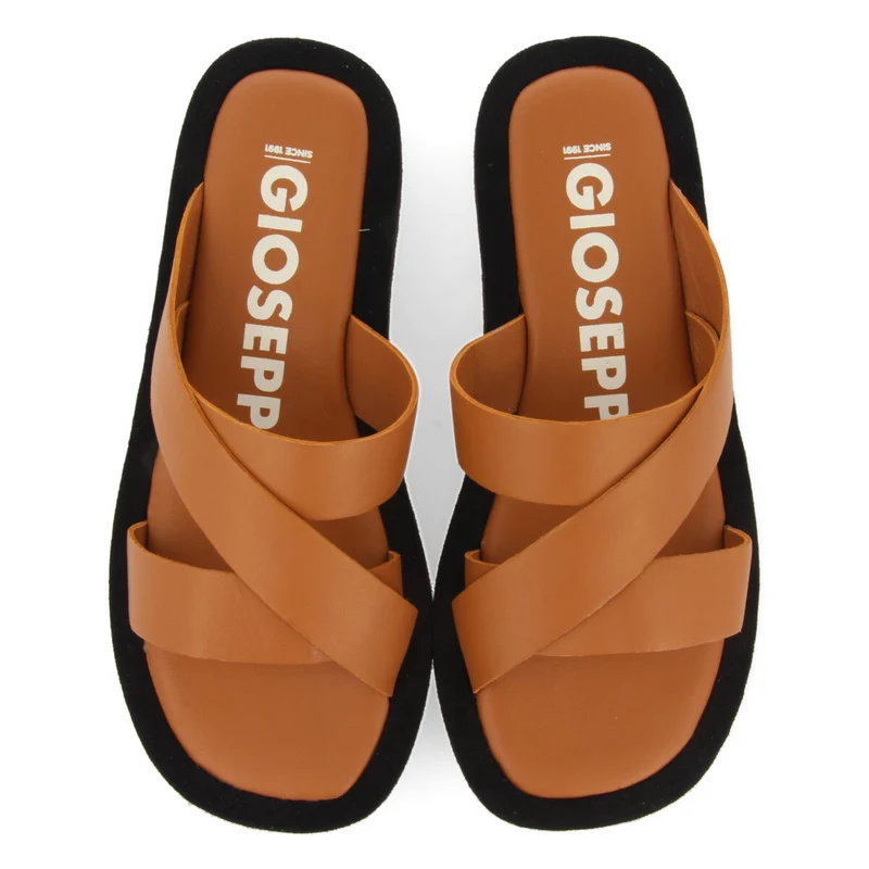 Domats women's sandals with thick soles and tan straps