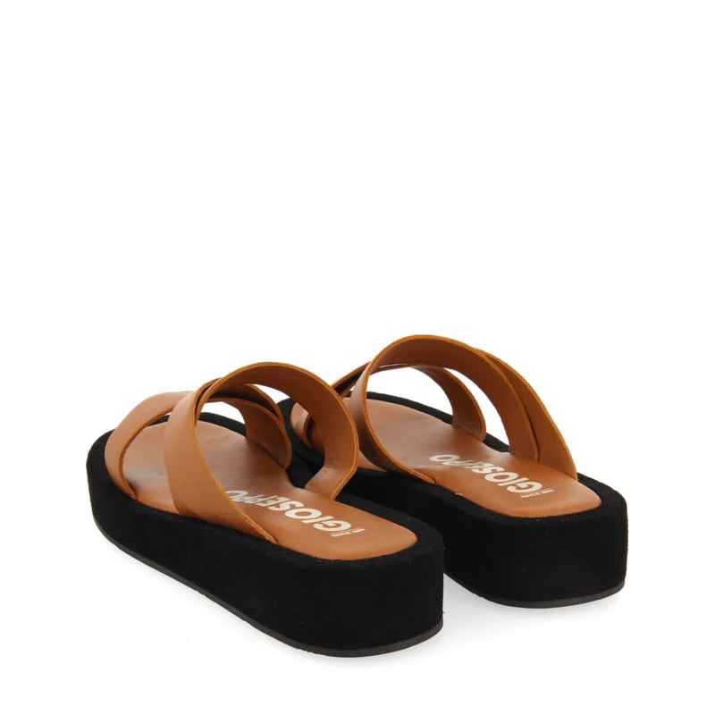 Domats women's sandals with thick soles and tan straps