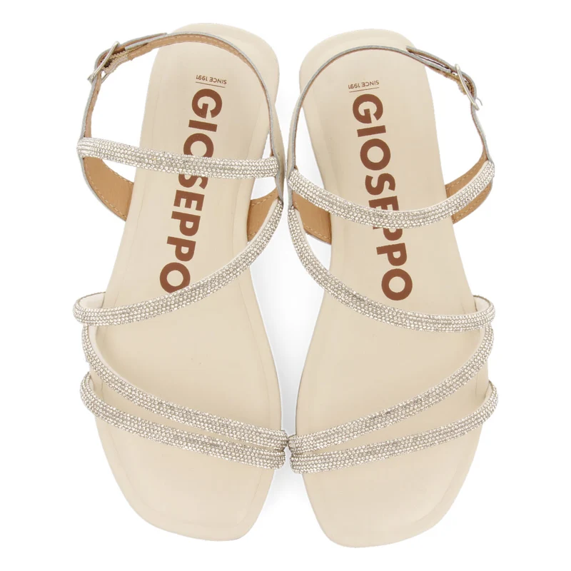 Jeceaba women's off-white sandals with crystal straps