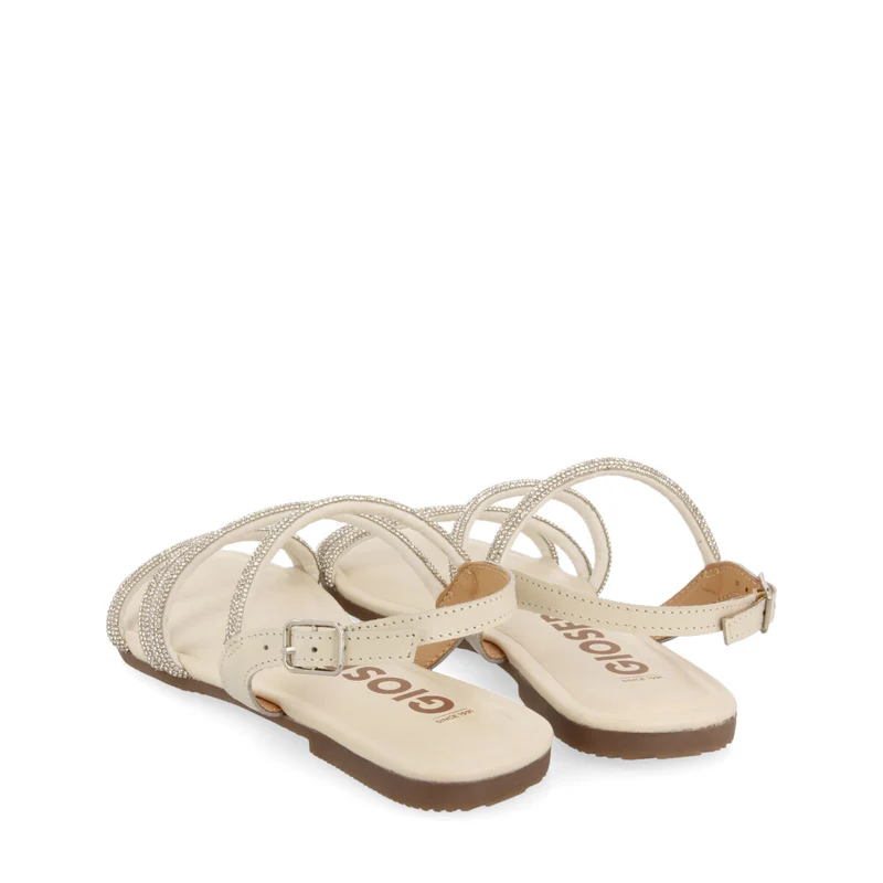 Jeceaba women's off-white sandals with crystal straps