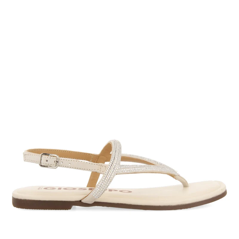 Otlak women's off-white sandals with crystal straps