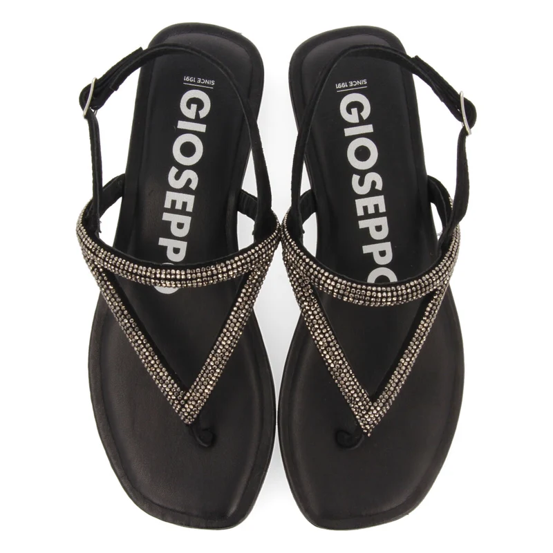 Otlak women's black sandals with crystal straps