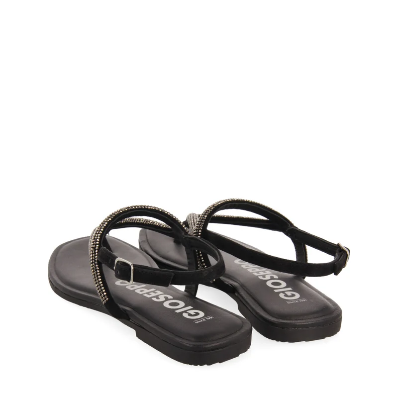 Otlak women's black sandals with crystal straps