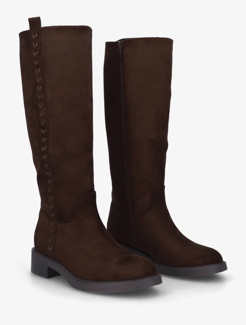 Bottes unies en suédine - Chocolat