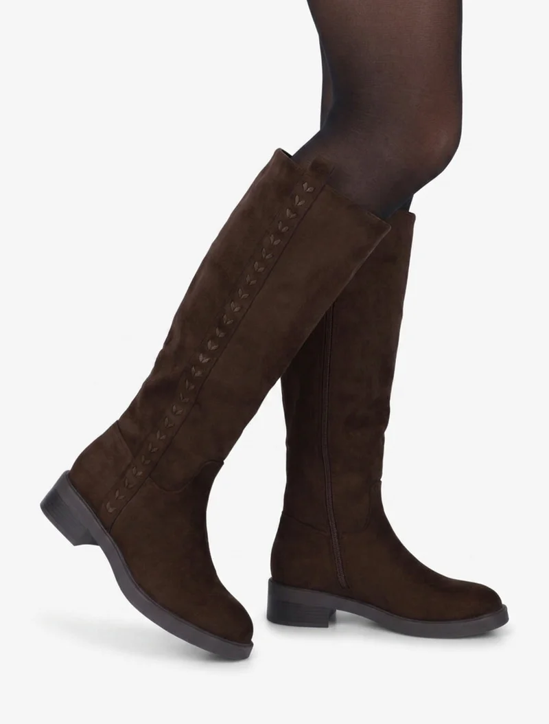 Bottes unies en suédine - Chocolat