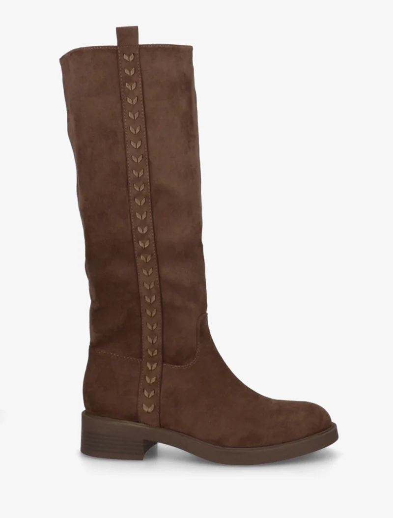 Bottes unies en suédine - Marron