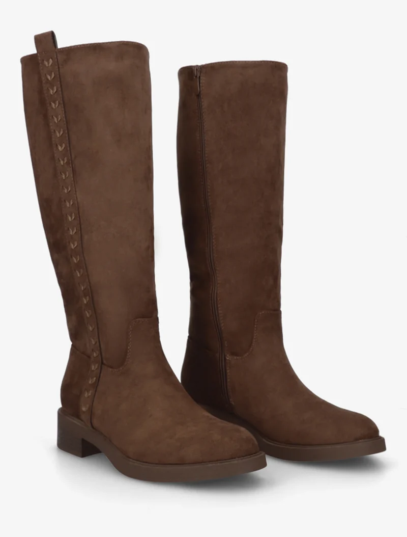 Bottes unies en suédine - Marron