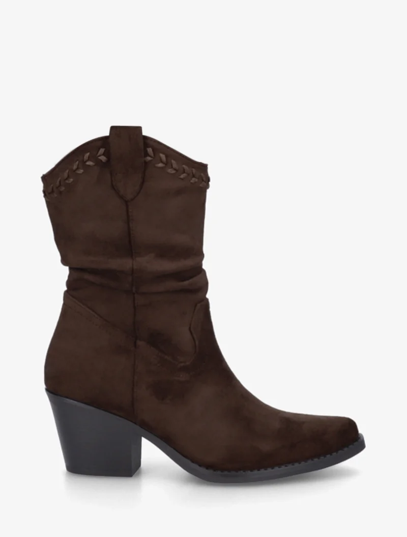 Bottines plissées en suédine - Chocolat
