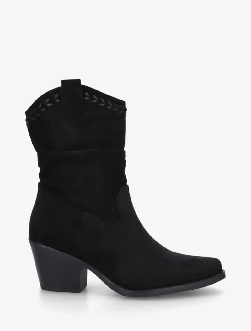 Bottines plissées en suédine - Noir