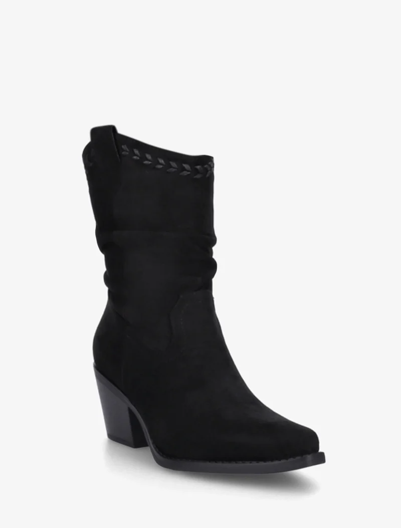 Bottines plissées en suédine - Noir