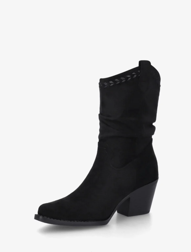Bottines plissées en suédine - Noir