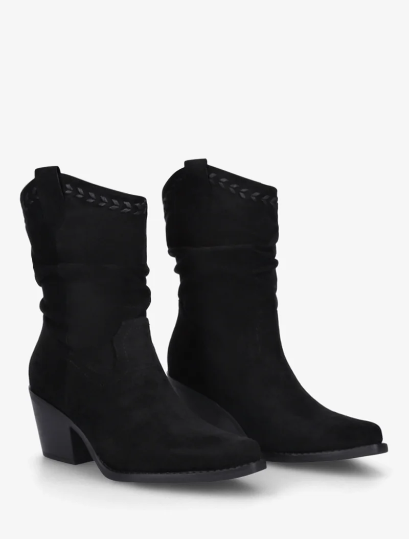 Bottines plissées en suédine - Noir