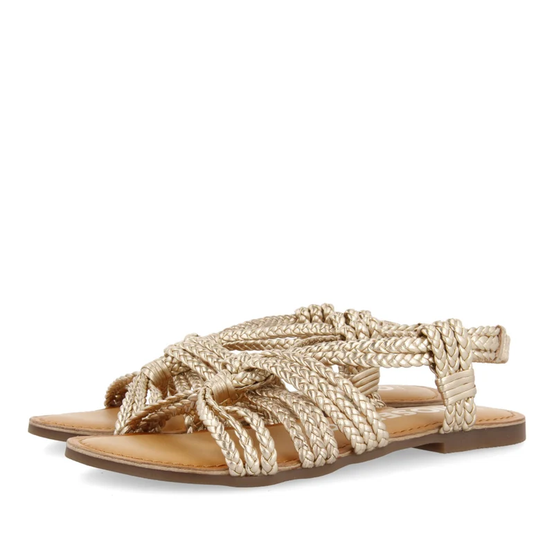 Molay women's flat gold braided sandals