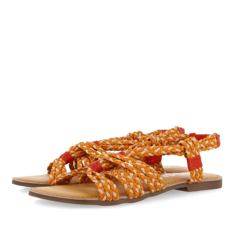 Matupa women's flat pink and orange braided sandals