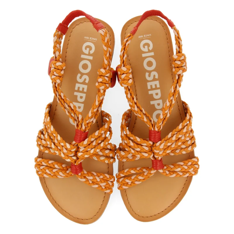 Matupa women's flat pink and orange braided sandals