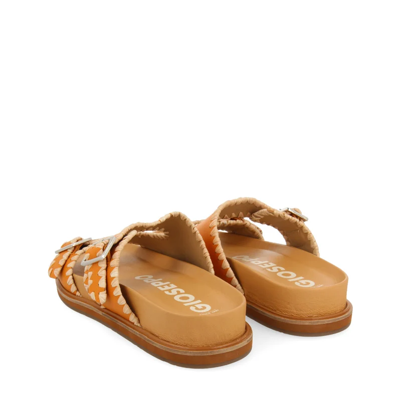 Pancas women's orange footbed sandals with buckles