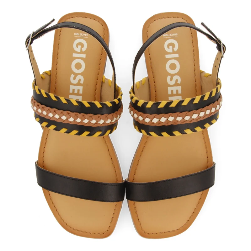 Melun women's black sandals with geometric details