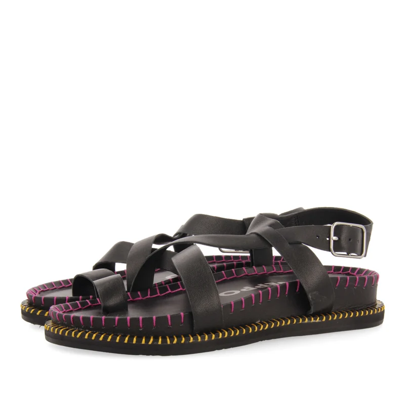 Liborina women's black footbed sandals with straps