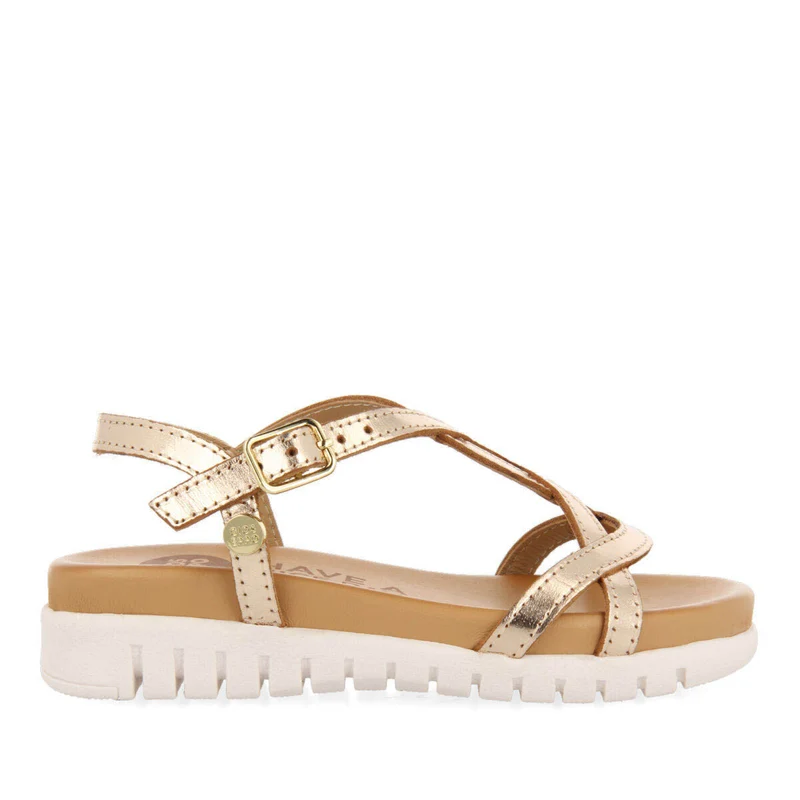 Tocumen girls gold leather sandals