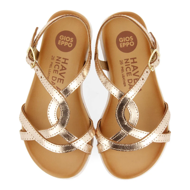 Tocumen girls gold leather sandals