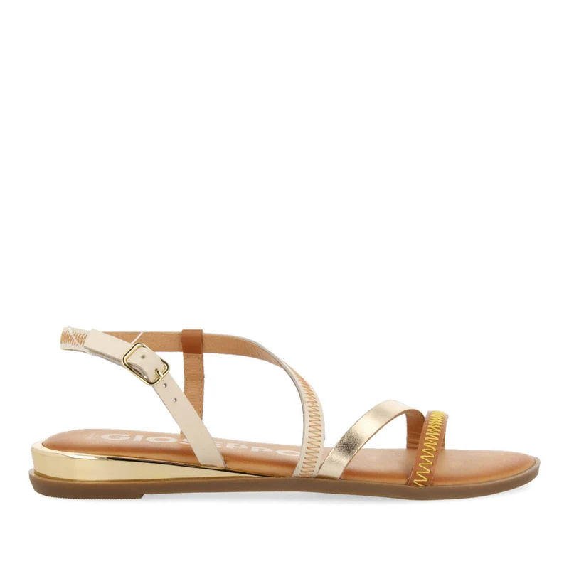Duesme women's off-white leather sandals with straps
