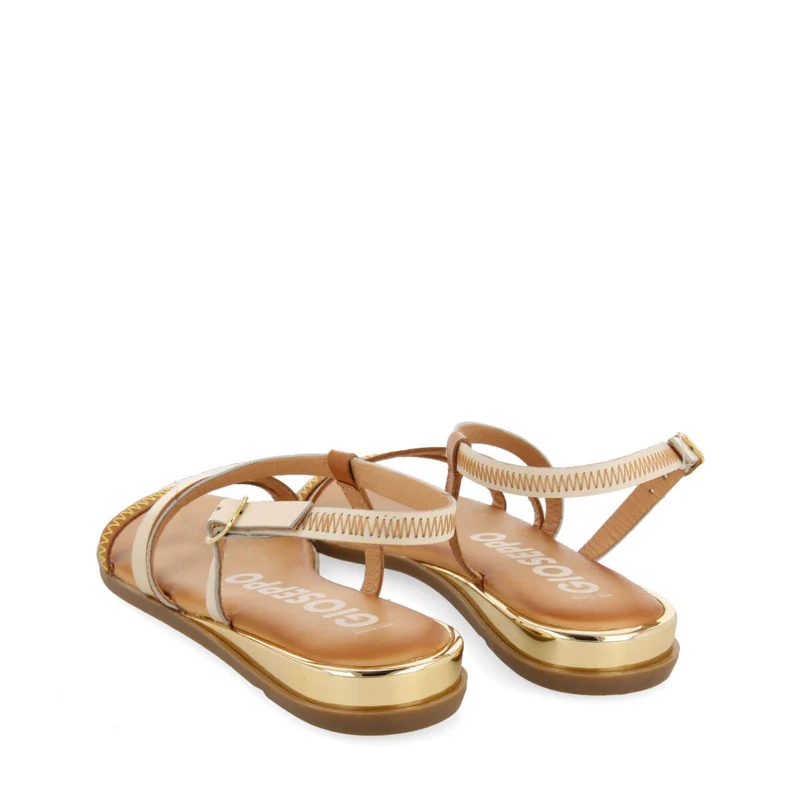 Duesme women's off-white leather sandals with straps
