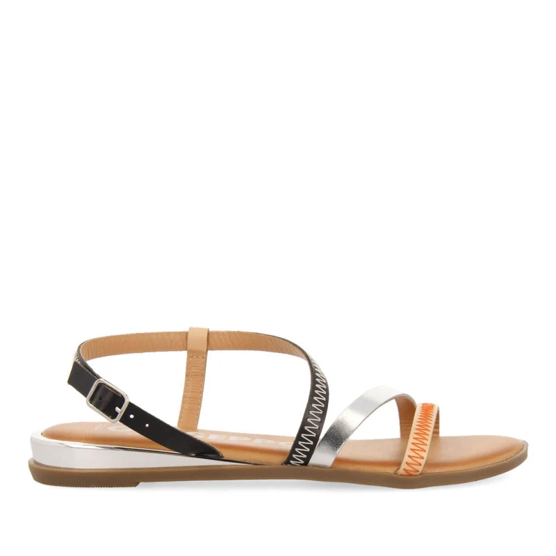Duesme women's black leather sandals with straps